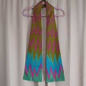 Chevron ZigZag Scarf Olive Green Teal Fuchsia Sash, Stole, Belt 72×8